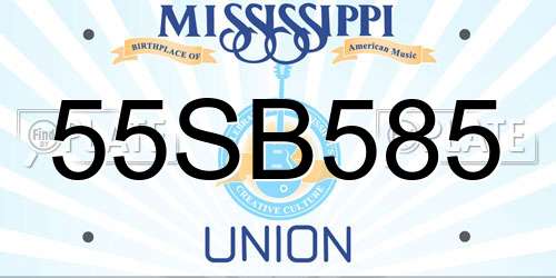 55SB585 Mississippi License Plate