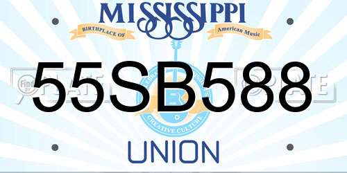 55SB588 Mississippi License Plate
