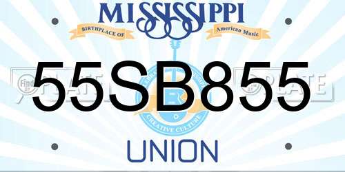 55SB855 Mississippi License Plate