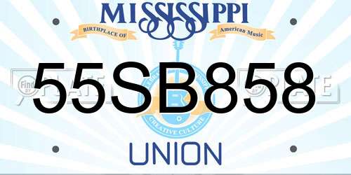 55SB858 Mississippi License Plate