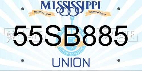 55SB885 Mississippi License Plate