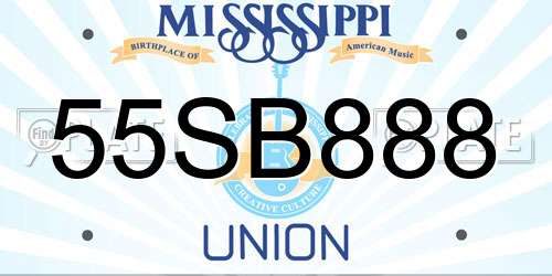 55SB888 Mississippi License Plate