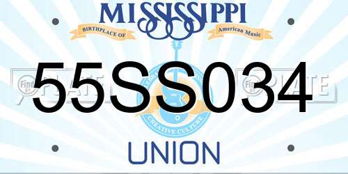 55SS034 Mississippi License Plate