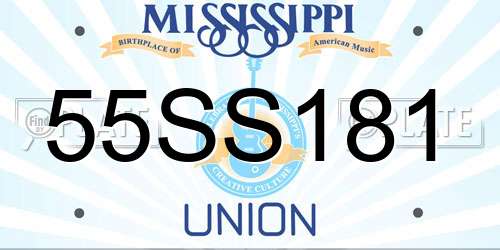 55SS181 Mississippi License Plate