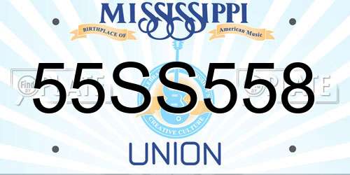 55SS558 Mississippi License Plate