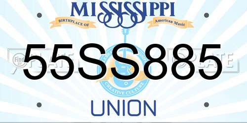 55SS885 Mississippi License Plate