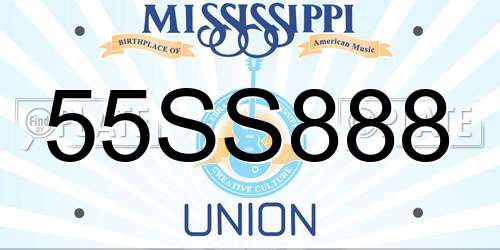 55SS888 Mississippi License Plate