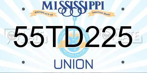 55TD225 Mississippi License Plate