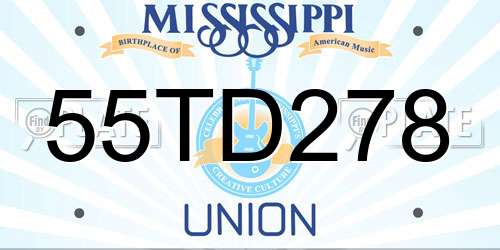55TD278 Mississippi License Plate