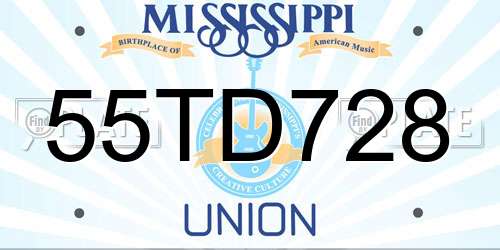 55TD728 Mississippi License Plate