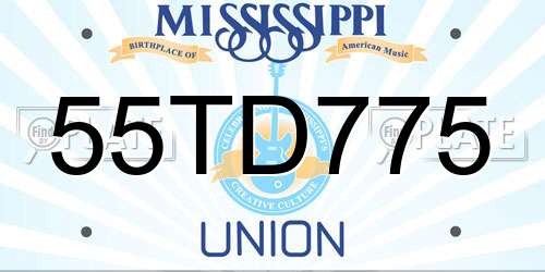 55TD775 Mississippi License Plate