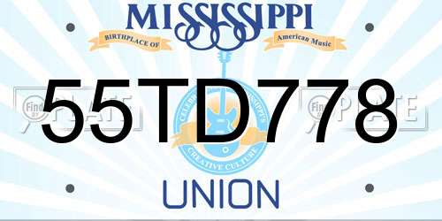55TD778 Mississippi License Plate
