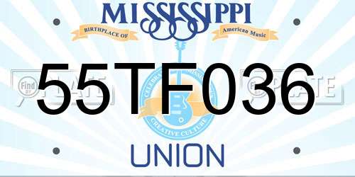 55TF036 Mississippi License Plate