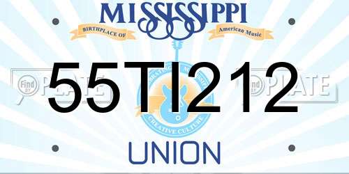 55TI212 Mississippi License Plate