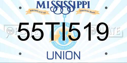 55TI519 Mississippi License Plate