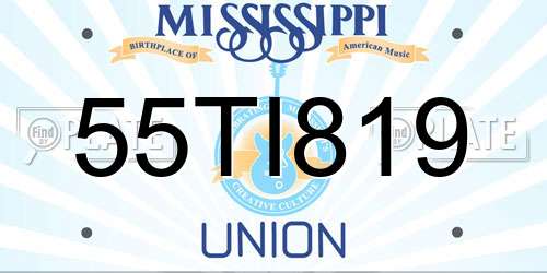 55TI819 Mississippi License Plate