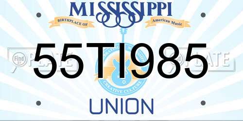 55TI985 Mississippi License Plate