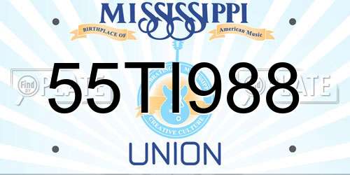 55TI988 Mississippi License Plate