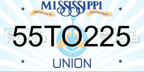 55TO225 Mississippi License Plate