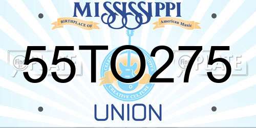 55TO275 Mississippi License Plate