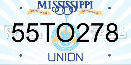 55TO278 Mississippi License Plate