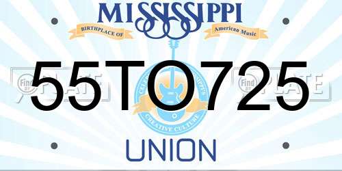 55TO725 Mississippi License Plate