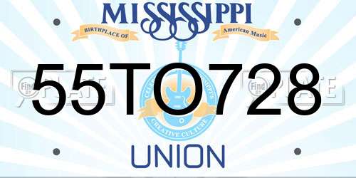 55TO728 Mississippi License Plate
