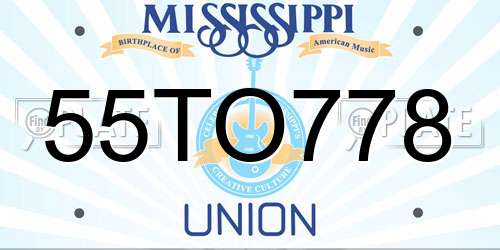 55TO778 Mississippi License Plate