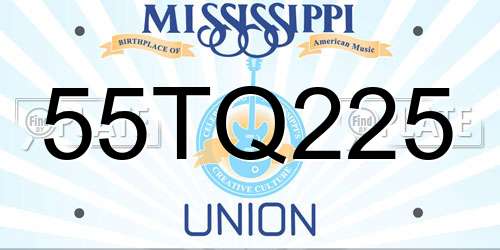 55TQ225 Mississippi License Plate