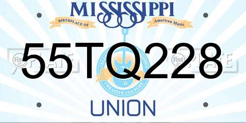 55TQ228 Mississippi License Plate