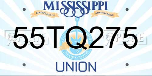 55TQ275 Mississippi License Plate