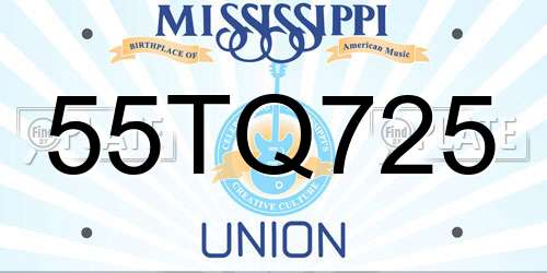 55TQ725 Mississippi License Plate