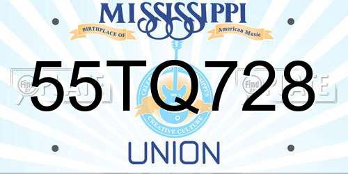 55TQ728 Mississippi License Plate