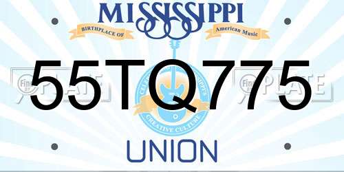 55TQ775 Mississippi License Plate