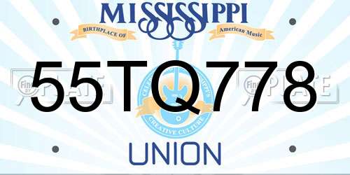 55TQ778 Mississippi License Plate
