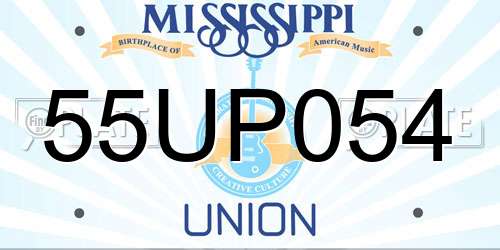 55UP054 Mississippi License Plate
