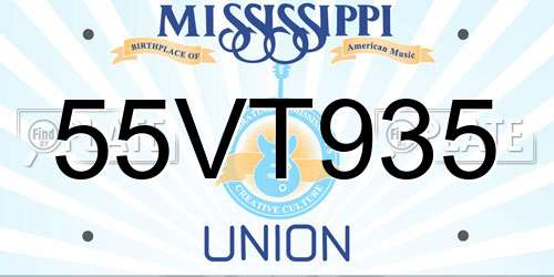 55VT935 Mississippi License Plate