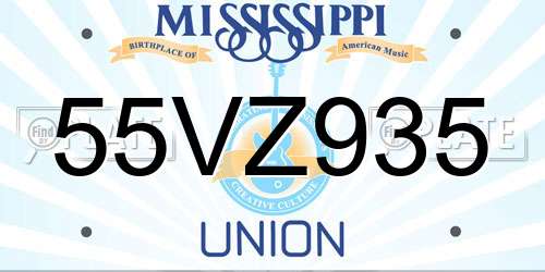 55VZ935 Mississippi License Plate