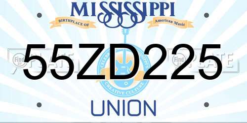 55ZD225 Mississippi License Plate