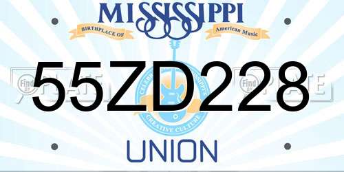 55ZD228 Mississippi License Plate