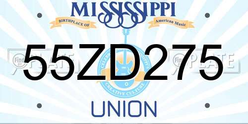 55ZD275 Mississippi License Plate