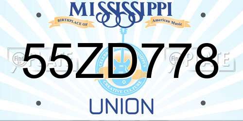 55ZD778 Mississippi License Plate