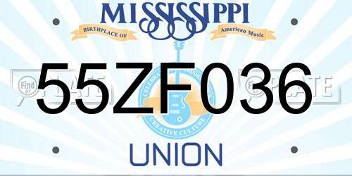 55ZF036 Mississippi License Plate