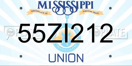 55ZI212 Mississippi License Plate
