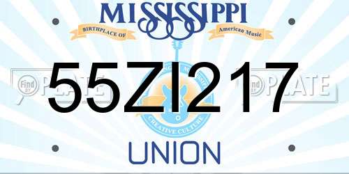 55ZI217 Mississippi License Plate