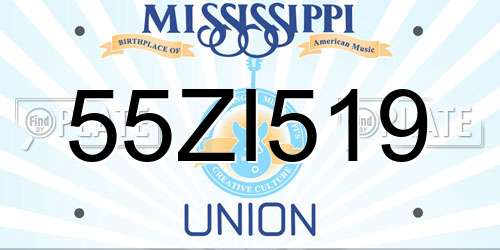 55ZI519 Mississippi License Plate