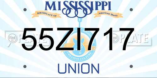 55ZI717 Mississippi License Plate