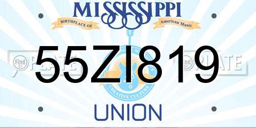 55ZI819 Mississippi License Plate
