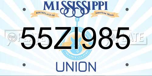 55ZI985 Mississippi License Plate