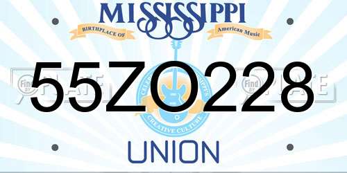 55ZO228 Mississippi License Plate